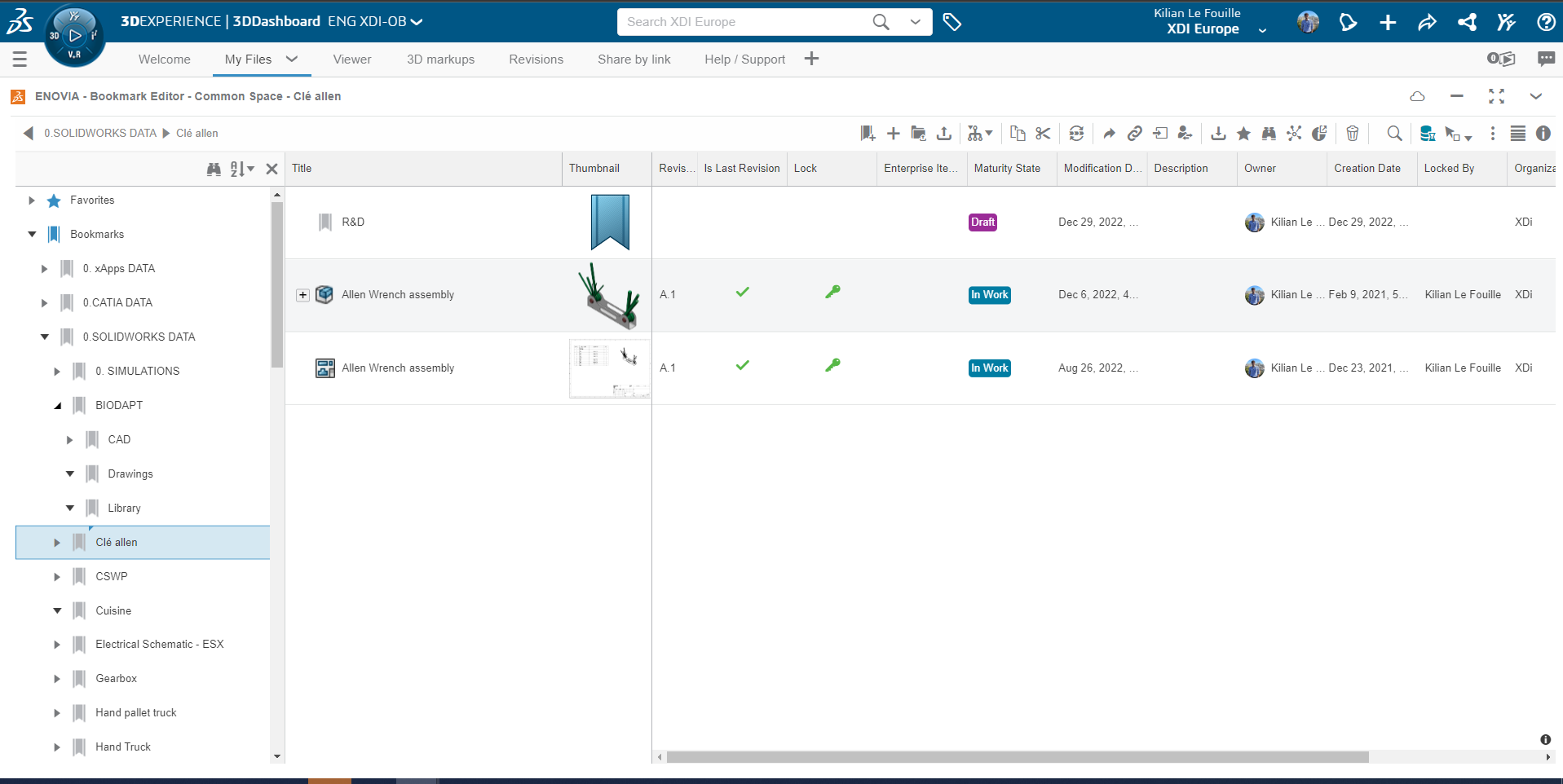 Above, an example showing only the top-level assembly and its drawing. The folder is looking clean!